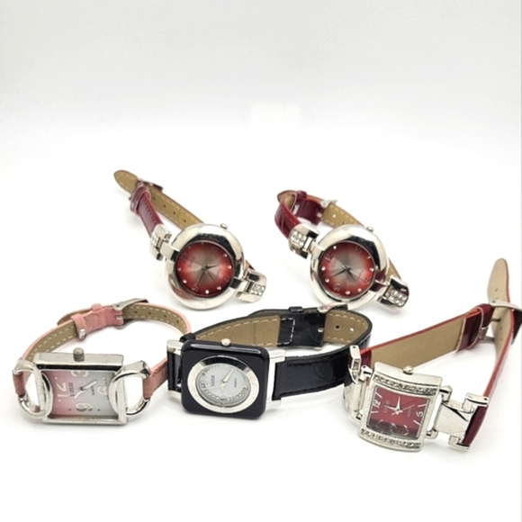 🟢3/$19🟢 SUISSE 5 piece Watch Collection Red Black Pink - Picture 1 of 6